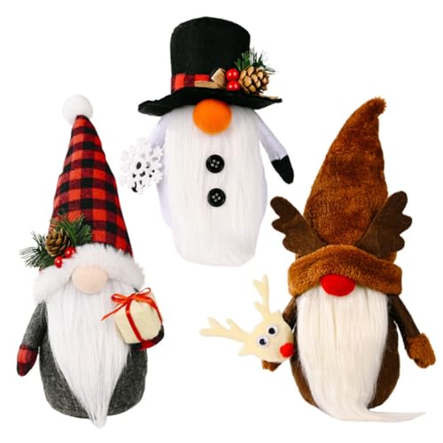 Weihnachten GNOME 3pcs/Set plüsch Mini gefüllt niedliche Cartoon Dekorative Zwergpuppe Ornament für Weihnachtsparty Kamin Home Office Tabletop von Comebachome