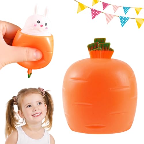 Antistressball Kinder Osterhase, Squishy Karotten Kaninchen Quetschbälle, Ostergeschenke Kinder, Hase Anti Stress Spielzeug Carrot Bunny in Karotte für Kinder Erwachsene (Karottenhase) von ComedyKing