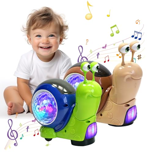 Baby Krabbel Spielzeug 6-18 Monate, Pädagogisches Spielzeug Baby, Schnecke Krabbelspielzeug mit Lichter und Musik, Lustige Krabbel Spielzeug, Krabbelspielzeug Baby Weihnachten Geschenke (2pcs) von ComedyKing