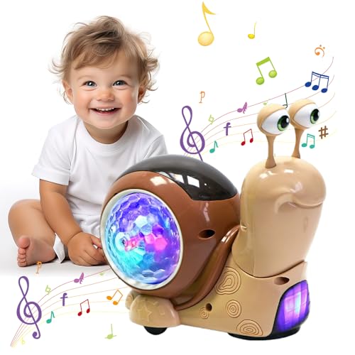 Baby Krabbel Spielzeug 6-18 Monate, Pädagogisches Spielzeug Baby, Schnecke Krabbelspielzeug mit Lichter und Musik, Lustige Krabbel Spielzeug, Krabbelspielzeug Baby Weihnachten Geschenke (Braun) von ComedyKing