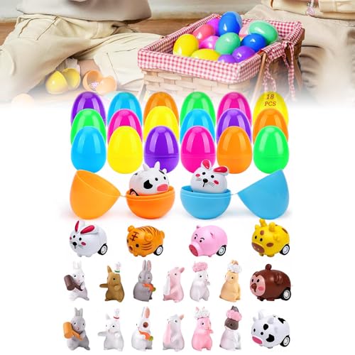 ComedyKing 12 Stk Gefüllte Ostereier mit 12 Mini Bunny Spielzeug, Ostern Geschenke, Ostern Spielzeug, Ostergeschenke Baster Stuffer für Kinder und Kleinkinder, Ostereiersuche, Partygeschenke (18pcs) von ComedyKing