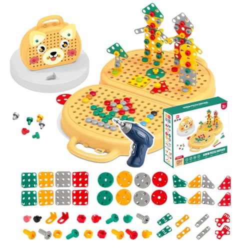 ComedyKing Magic Montessori Play Toolbox, 2024 Neu Montessori Spielzeugkiste mit Bohrmaschine, Bohrer Schraube Werkzeug Se Werkzeugkoffer Kinder, Montessori Spielzeug 2 Jahre (#B) von ComedyKing