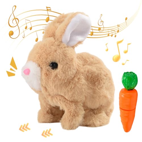 ComedyKing Ostern Plüschhase, Realistic Bunny Toy, Hüpfendes Kaninchen Spielzeug, Hasen Spielzeug Geräusche Macht und Dessen Ohren und Nase Sich Bewegen, Plüschhase Kuschelhase (Braun) von ComedyKing