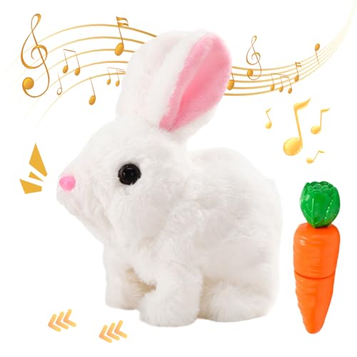 ComedyKing Ostern Plüschhase, Realistic Bunny Toy, Hüpfendes Kaninchen Spielzeug, Hasen Spielzeug Geräusche Macht und Dessen Ohren und Nase Sich Bewegen, Plüschhase Kuschelhase (Weiß) von ComedyKing