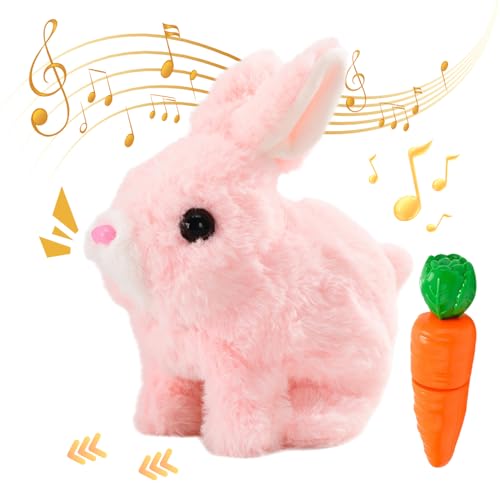 ComedyKing Realistic Bunny Toy, Hüpfendes Kaninchen Spielzeug, Ostern Plüschhase, Hasen Spielzeug Geräusche Macht und Dessen Ohren und Nase Sich Bewegen, Plüschhase Kuschelhase (Rosa) von ComedyKing