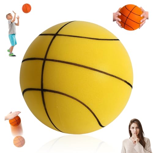 ComedyKing Schaumstoff-Basketball, 2025 Neuest Basketball Kinder, The Silent Basketball Indoor-Spielzeug für Kinder, Waschbares, langlebiges und Robustes Spielzeug (Gelb, 18cm) von ComedyKing