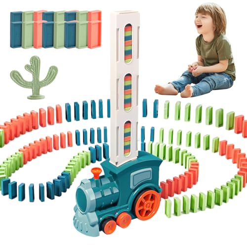 Domino Zug Set, Automatischer Domino Zug mit 60/180 Domino Blöcken, Dominoes Automatic Domino Train Educational Toy, Domino Spielzeug Dominosteine für 3 4 5 Jahre Jungen Mädchen (180pcs, grün) von ComedyKing