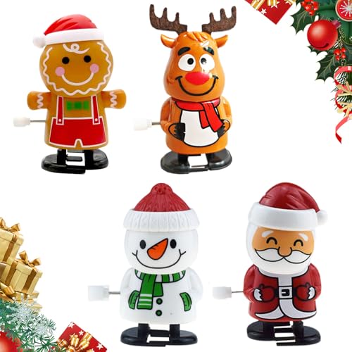 Kinder Aufziehspielzeug, Christmas Wind Up Toys, Wind Up Rentier Weihnachtsbaum Schneemann Weihnachtsmann Figur Uhrwerk Spielzeug, Aufziehspielzeug Weihnachten für Baby Kinder Erwachsene (4pcs-1) von ComedyKing