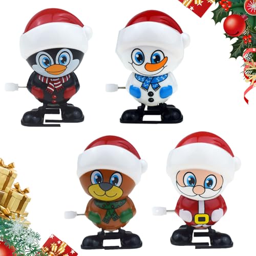 Kinder Aufziehspielzeug, Christmas Wind Up Toys, Wind Up Rentier Weihnachtsbaum Schneemann Weihnachtsmann Figur Uhrwerk Spielzeug, Aufziehspielzeug Weihnachten für Baby Kinder Erwachsene (4pcs-2) von ComedyKing