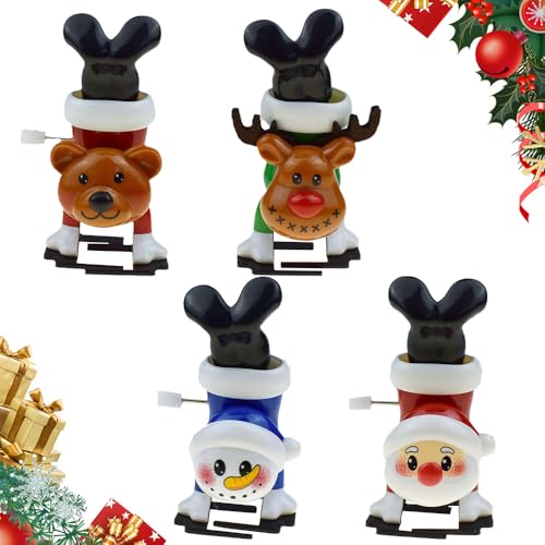 Kinder Aufziehspielzeug, Christmas Wind Up Toys, Wind Up Rentier Weihnachtsbaum Schneemann Weihnachtsmann Figur Uhrwerk Spielzeug, Aufziehspielzeug Weihnachten für Baby Kinder Erwachsene (4pcs-3) von ComedyKing