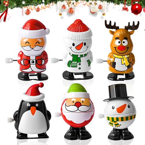 Kinder Aufziehspielzeug, Christmas Wind Up Toys, Wind Up Rentier Weihnachtsbaum Schneemann Weihnachtsmann Figur Uhrwerk Spielzeug, Aufziehspielzeug Weihnachten für Baby Kinder Erwachsene (6pcs) von ComedyKing