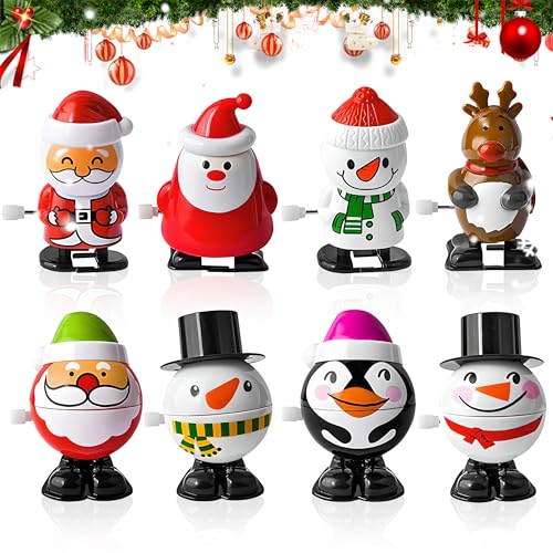 Kinder Aufziehspielzeug, Christmas Wind Up Toys, Wind Up Rentier Weihnachtsbaum Schneemann Weihnachtsmann Figur Uhrwerk Spielzeug, Aufziehspielzeug Weihnachten für Baby Kinder Erwachsene (8pcs) von ComedyKing