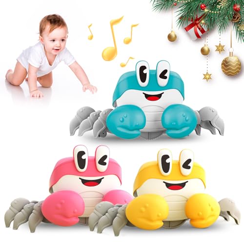 Krabbe Baby Spielzeug, Kinderspielzeug ab 1 2 3 Jahr, Spielzeug Junge Mädchen für 6-12 Monate Krabbelspielzeug Baby Geschenke, Krabbelspielzeug Baby, Crawling Crab Baby Toys Geschenke (3PCS) von ComedyKing