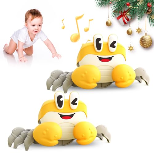 Krabbe Baby Spielzeug, Kinderspielzeug ab 1 2 3 Jahr, Spielzeug Junge Mädchen für 6-12 Monate Krabbelspielzeug Baby Geschenke, Krabbelspielzeug Baby, Crawling Crab Baby Toys Geschenke (Gelb*2) von ComedyKing