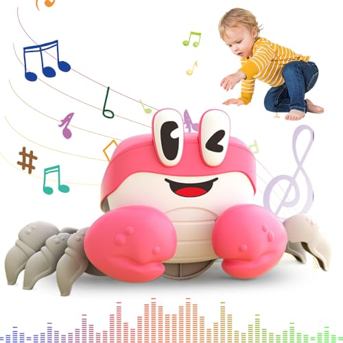 Krabbe Baby Spielzeug, Kinderspielzeug ab 1 2 3 Jahr, Spielzeug Junge Mädchen für 6-12 Monate Krabbelspielzeug Baby Geschenke, Krabbelspielzeug Baby, Crawling Crab Baby Toys Geschenke (Rosa) von ComedyKing