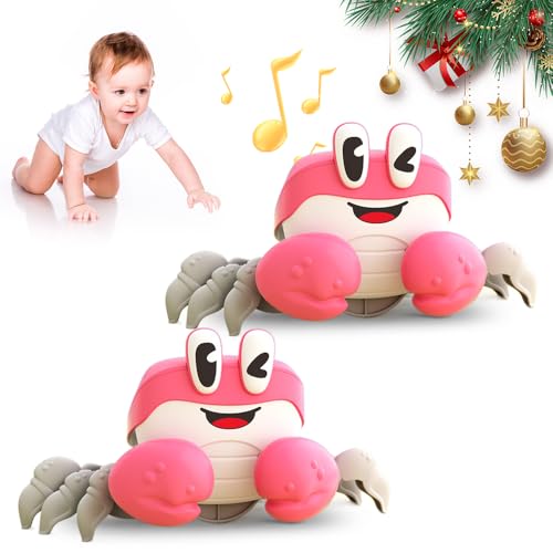 Krabbe Baby Spielzeug, Kinderspielzeug ab 1 2 3 Jahr, Spielzeug Junge Mädchen für 6-12 Monate Krabbelspielzeug Baby Geschenke, Krabbelspielzeug Baby, Crawling Crab Baby Toys Geschenke (Rosa*2) von ComedyKing