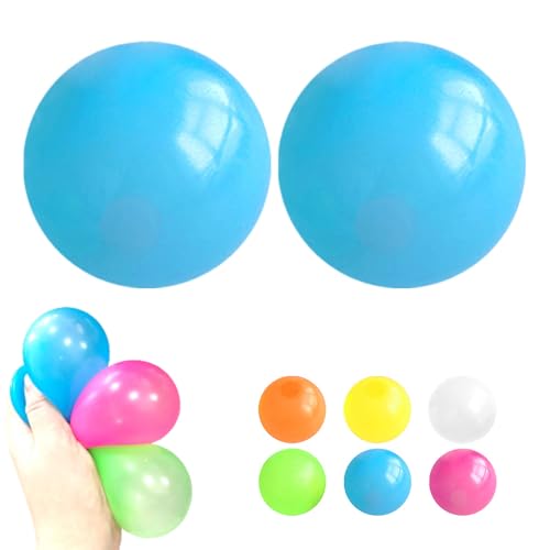 Magie Decke Ball, 2025 Neuest Nachtlicht Kleber Hüpfball, Stressball Squeeze Toys, Magie Decke Ball, Mitgebsel Kindergeburtstag 10 Jahre (Blau*2) von ComedyKing