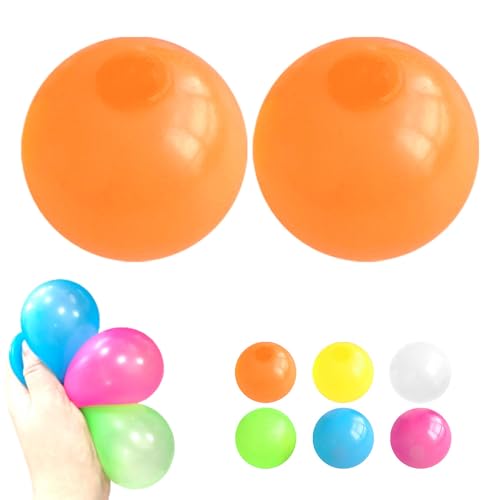 Magie Decke Ball, 2025 Neuest Nachtlicht Kleber Hüpfball, Stressball Squeeze Toys, Magie Decke Ball, Mitgebsel Kindergeburtstag 10 Jahre (Orange *2) von ComedyKing