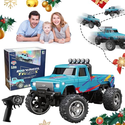 Mini RC Monster Truck, 1:64 Ferngesteuertes Auto, 4WD Monster Truck Ferngesteuert, Monstertruck Ferngesteuert, Monster Truck Ferngesteuert, RC Auto Crawler, Spielzeugauto für Kinder (Blau) von ComedyKing