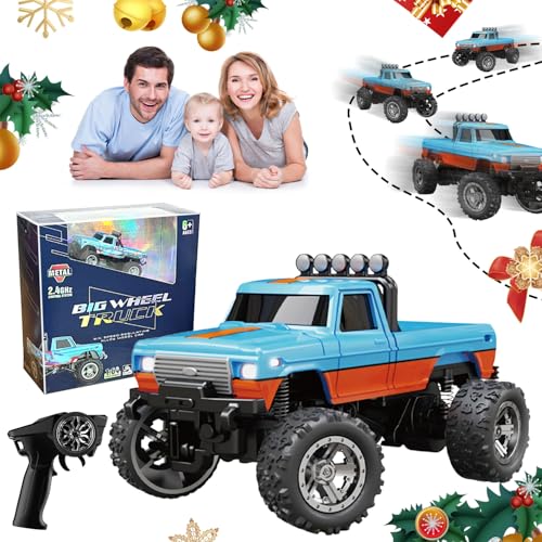 Mini RC Monster Truck, 1:64 Ferngesteuertes Auto, 4WD Monster Truck Ferngesteuert, Monstertruck Ferngesteuert, Monster Truck Ferngesteuert, RC Auto Crawler, Spielzeugauto für Kinder (Blau 2) von ComedyKing