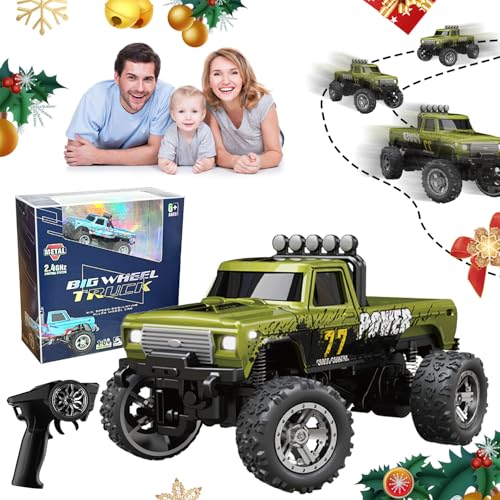 Mini RC Monster Truck, 1:64 Ferngesteuertes Auto, 4WD Monster Truck Ferngesteuert, Monstertruck Ferngesteuert, Monster Truck Ferngesteuert, RC Auto Crawler, Spielzeugauto für Kinder (Grün) von ComedyKing