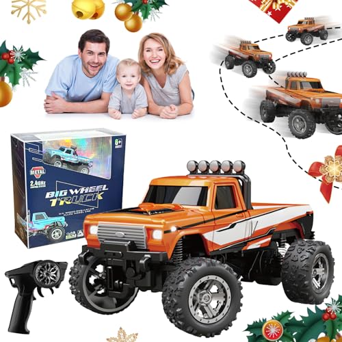 Mini RC Monster Truck, 1:64 Ferngesteuertes Auto, 4WD Monster Truck Ferngesteuert, Monstertruck Ferngesteuert, Monster Truck Ferngesteuert, RC Auto Crawler, Spielzeugauto für Kinder (Orange) von ComedyKing