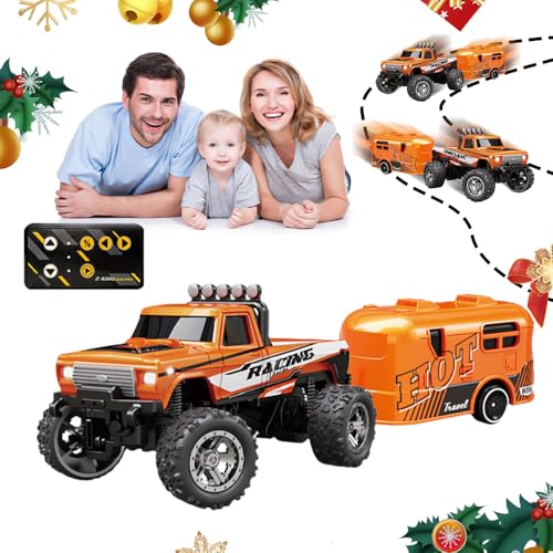 Mini RC Monster Truck, 1:64 RC Auto Crawler, Ferngesteuertes Auto, Monstertruck Ferngesteuert, 4WD Monster Truck Ferngesteuert, Monster Truck Ferngesteuert für Kinder Erwachsene (Orange) von ComedyKing