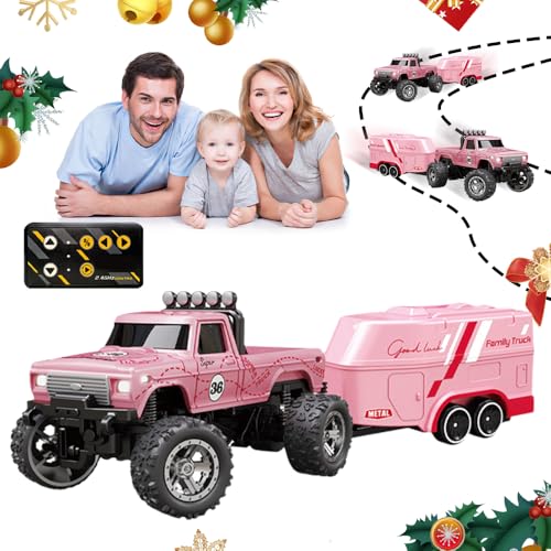 Mini RC Monster Truck, 1:64 RC Auto Crawler, Ferngesteuertes Auto, Monstertruck Ferngesteuert, 4WD Monster Truck Ferngesteuert, Monster Truck Ferngesteuert für Kinder Erwachsene (Rosa) von ComedyKing