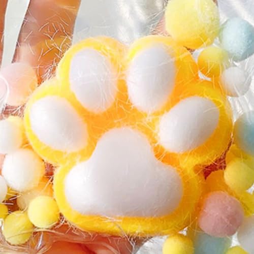 Squeeze Spielzeug, 10cm Katzenpfoten Quetschspielzeug mit Bällen Lustig, Cat Paw Anti Stress Ball, Sensory Toys, Funny Squeeze Antistressball Erwachsene, Squishy Toy (Gelb) von ComedyKing