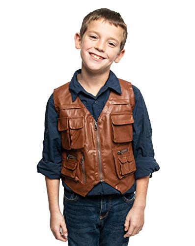 ComfyCamper Jurassic Dinosaurier-Wrangler-Kostüm für Kinder, braune Lederweste, Weltpark, Utility-Zookeeper, Jungen, True Brown, 2-4 Years von ComfyCamper