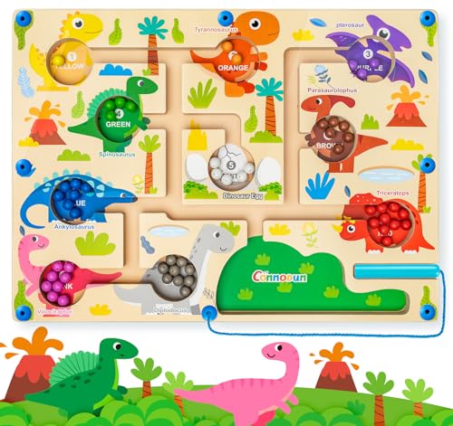 Commodum Magnetspiel Labyrinth Spielzeug, Montessori Spielzeug ab 2 3 4 5 Jahre, Zahlen Farben Lernen Sortierspiel, Dinosaurier Magnetspiel für Kinder, Labyrinth Puzzles Ostergeschenke für Kinder von Commodum