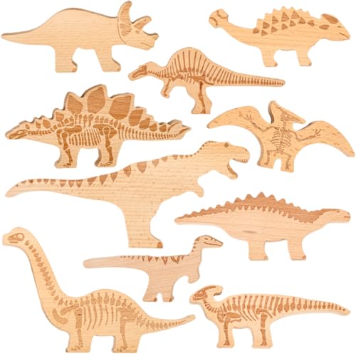 TickiT 74061 Dinosaur Wooden Blocks - Building Blocks - Dinosaur Blocks - Holzspielzeug - Stacking Toys von TickiT