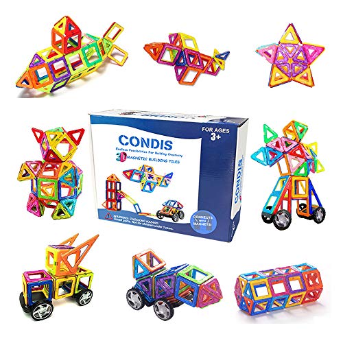 CONDIS Magnetische Bausteine 78 Teile, Magnetspielzeug Magneten Fuer Kinder Magnetbausteine Set Spielzeug Magnetspiele für Geschenk ab 3 4 5 6 7 8 Jahre Junge Mädchen Bauklötze Bausatz von CONDIS