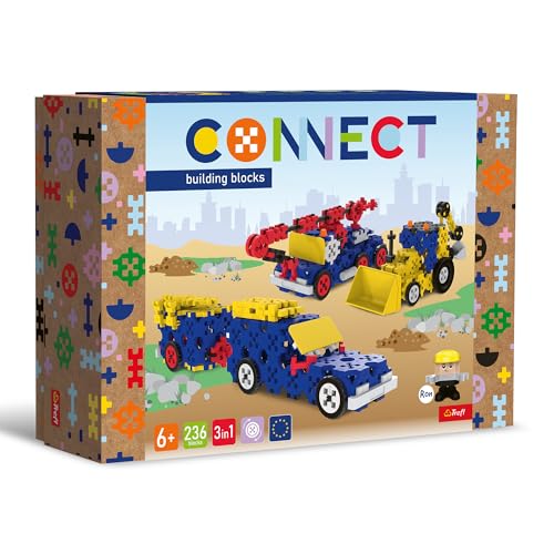 Connect 61979 Set 3in1, Baufahrzeuge/SUV mit Anhänger-236 Elemente: 231 Figur 5 Bausteine, Kreatives Spielzeug für Erwachsene und Kinder ab 6 Jahren, Mehrfabrig von Connect