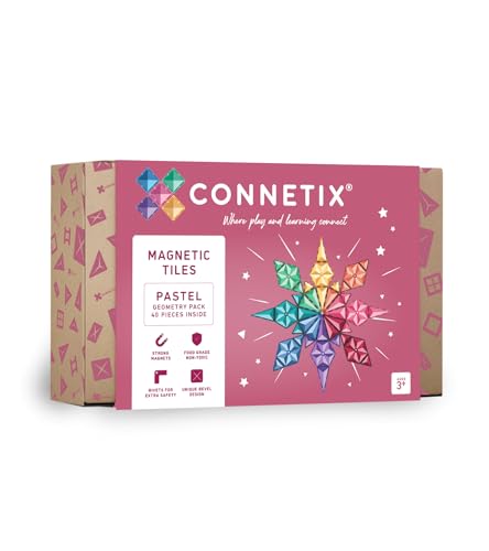 CONNETIX Magnetische Fliesen Pastell Geometriepaket, 40 Stück von Connetix