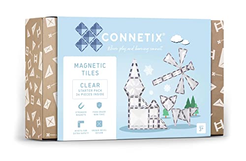 CONNETIX Magnetische Fliesen Klar Starterpaket, 34 Stück von Connetix