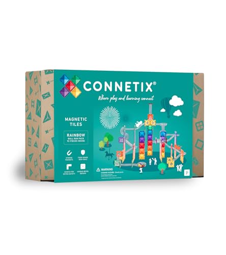 CONNETIX Magnetische Fliesen Regenbogen Ball Run Packen, 92 Stück von Connetix