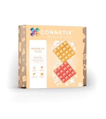 CONNETIX Magnetische Fliesen Pastell Zitrone und Pfirsich Grundplatten-Pack, 2 Stück von Connetix