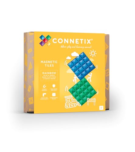 CONNETIX Magnetische Fliesen Regenbogen Blau und Grün Grundplatten-Pack, 2 Stück von Connetix