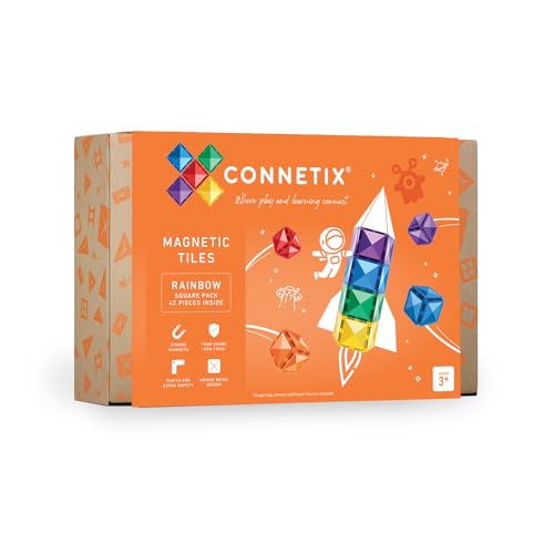 CONNETIX Magnetische Fliesen Regenbogen Quadrat Packen, 42 Stück von Connetix