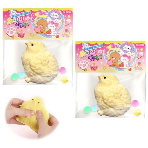 Connextion 2 Stück Taba Squishy Küken, Süße Küken Squishy Toy, Küken Squeeze Toy, Huhn Fidget Toys, Squishy Küken Antistress Spielzeug, Küken Squeeze Spielzeug für Erwachsene und Kinder von Connextion