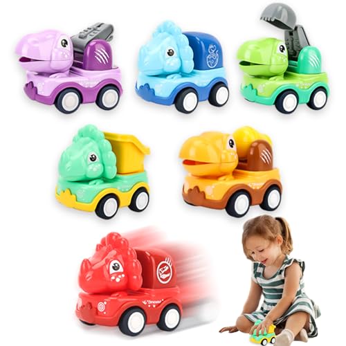 Connextion Baby Dinosaurier Aufziehauto 6 Stück, Baby Aufziehauto Set, Dinosaurier Auto Spielzeug, Geschenk für Jungen Mädchen von Connextion