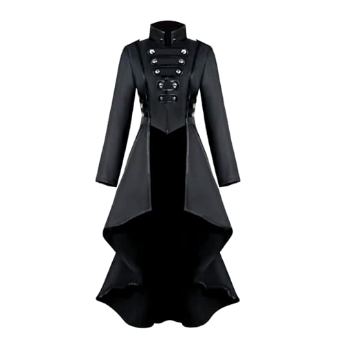 Halloween Kostüm Damen, Steampunk Kostüm Damen, Vintage Frack Gothic Kleid Unregelmäßiger Saum Mittelalter Kleidung Gehrock Lang Renaissance Cosplay Uniform (2XL) von Conponous