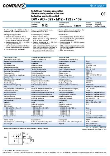 Contrinex Induktiver Sensor M12 bündig PNP DW-AD-623-M12-132 von Contrinex