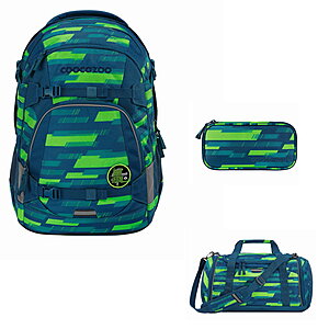 Coocazoo Mate Lime Stripe 3tlg Schulrucksack Set von Coocazoo