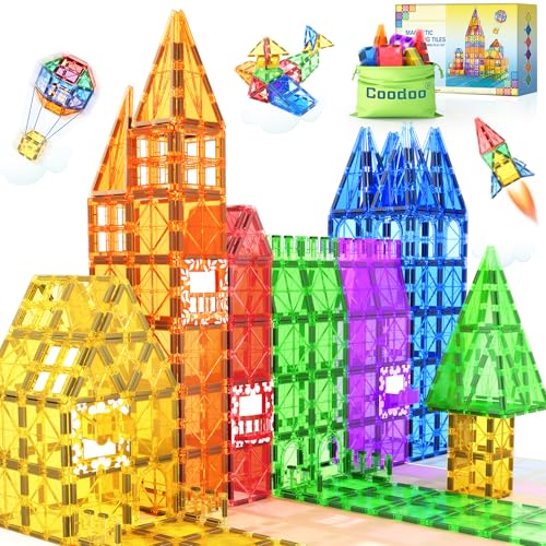 60 PCS Magnetic Building Tiles Kids Toys STEM Magnetic Blocks Sensory Toys Kids Games Magnet Building Toys for Boys and Girls Aged 3+, Kids Brain Development Preschool Kindergarten Toddler Toys von Coodoo