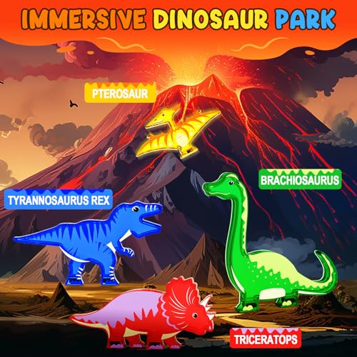 Dinosaurier-Spielzeug, magnetische Fliesen – Magnetbausteine für Kleinkinder, Kinderspielzeug, MINT, sensorisches Outdoor-Spielzeug für Jungen und Mädchen, Dinosaurierwelt, kreative Spiele, von Coodoo