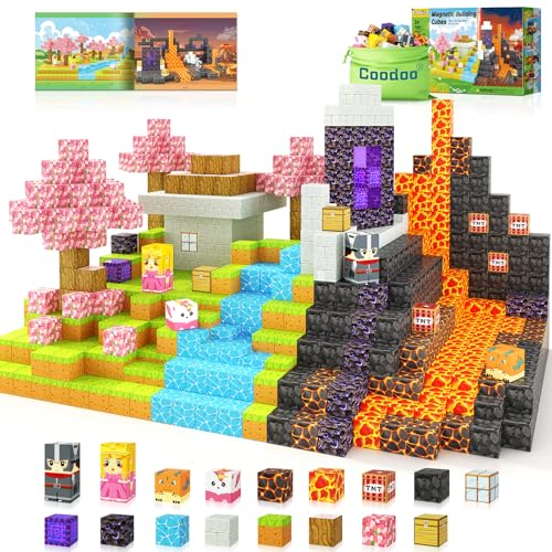 Magnetic Blocks - Build Mine Magnet World Magic Portal Set, Magnetic Tiles Building Blocks Toddler Toys STEM Sensory Outdoor Toys for 3+ Year Old Boys & Girls, Creative Kids Games Kids Toys von Coodoo