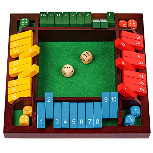 Coogam Schließ die Box Würfelspiel Holzbrett Mathe Zahlenspiel Family Pub Bar 1-4 Spieler mit 10 farbigen Würfeln für Erwachsene Kinder 3 4 5 Coogam Schließ die Box Würfelspiel Holzbrett Mathe Zahlenspiel Family Pub Bar 1-4 Spieler mit 10 farbigen Würfeln für Erwachsene Kinder 3 4 5 von Coogam