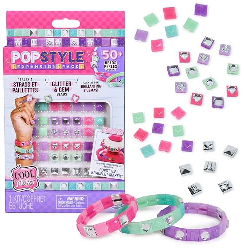 Cool Maker PopStyle Armband Studio Nachfüllset - zur Verwendung mit dem PopStyle Armband Studio (separat erhältlich), über 50 Steinchen in 4 Farben, Material für 3 Armbänder, für Kinder ab 7 Jahren von Cool MAKER